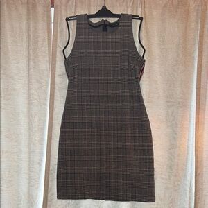 Banana Republic Black and White Checkered Midi Dress